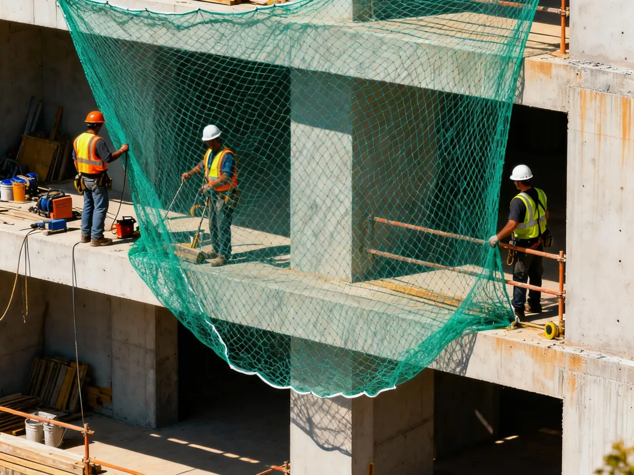 Protective netting around a multistorey structure in a Electronic City construction guide