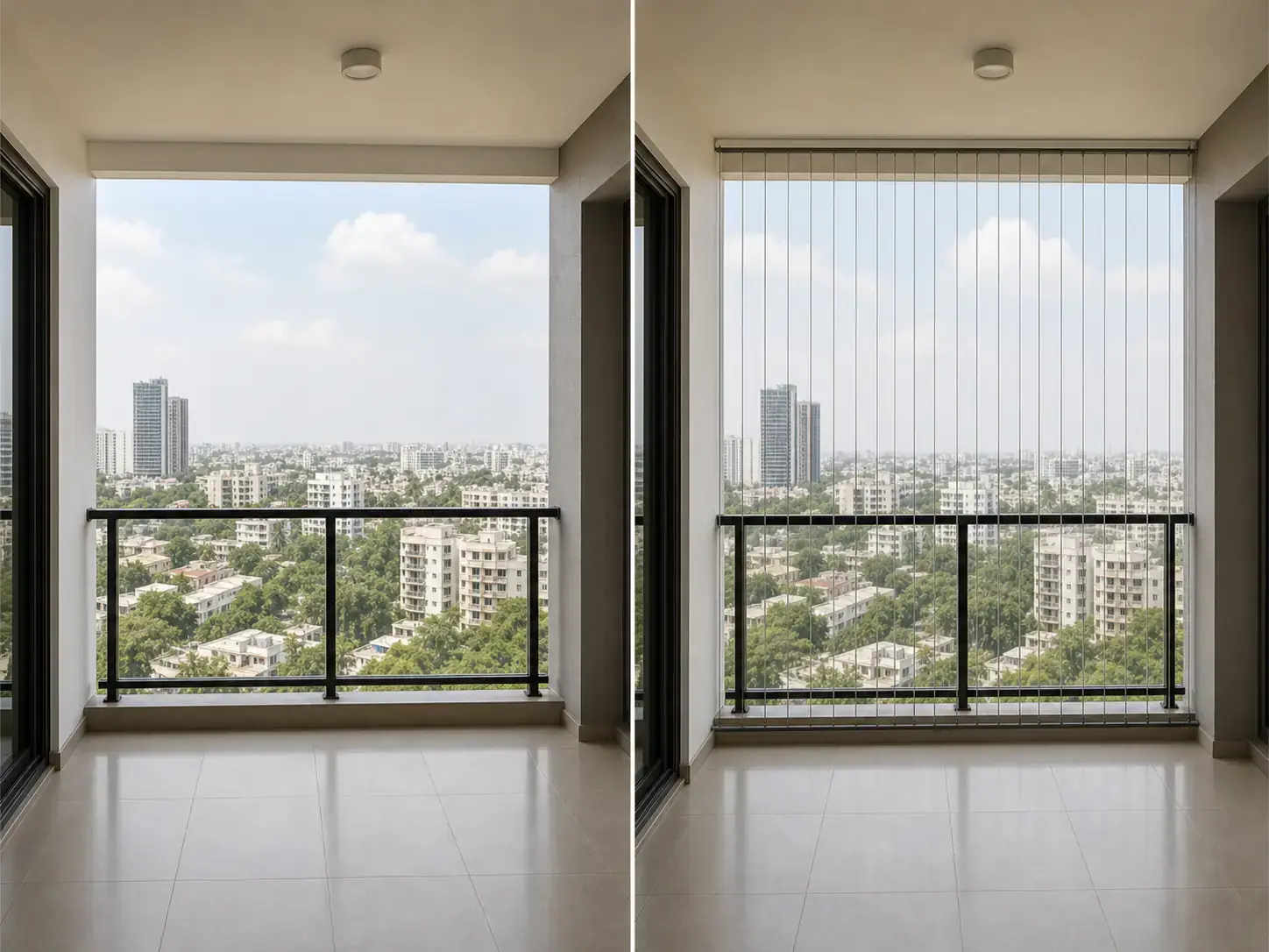 Invisible grill before and after installation in HBR Layout