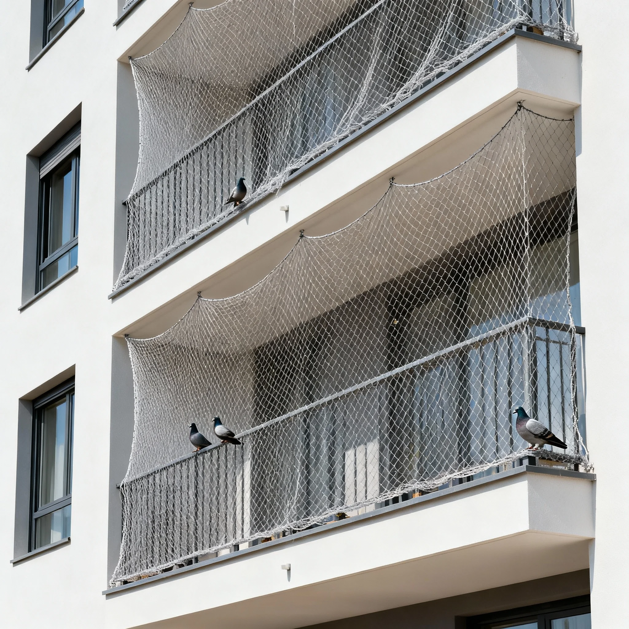 Bird exclusion net fitted across an apartment balcony opening in Bangalore